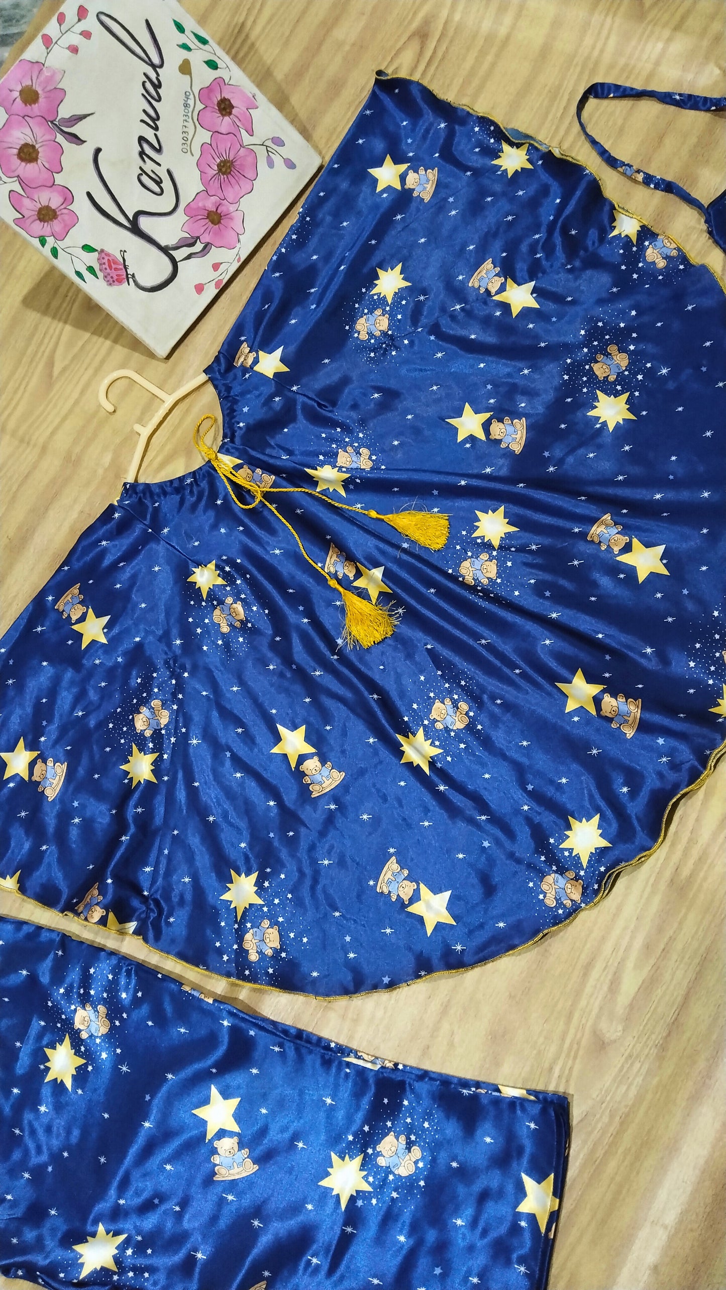 Kaftan Frock Silk with Trouser and Bag