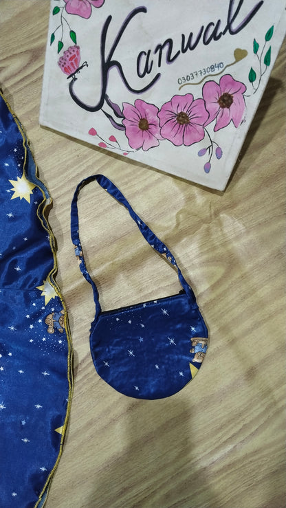 Kaftan Frock Silk with Trouser and Bag