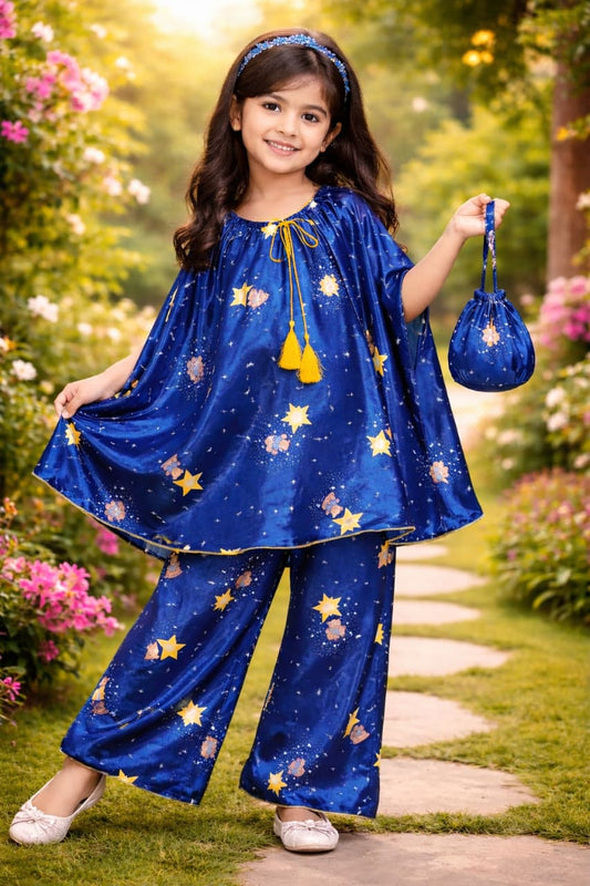 Kaftan Frock Silk with Trouser and Bag